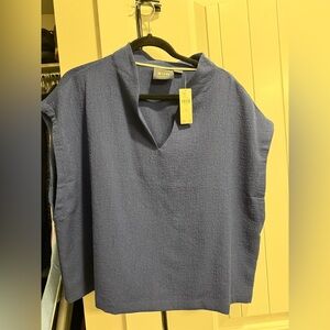 Anthropologie Maeve Navy Textured Top